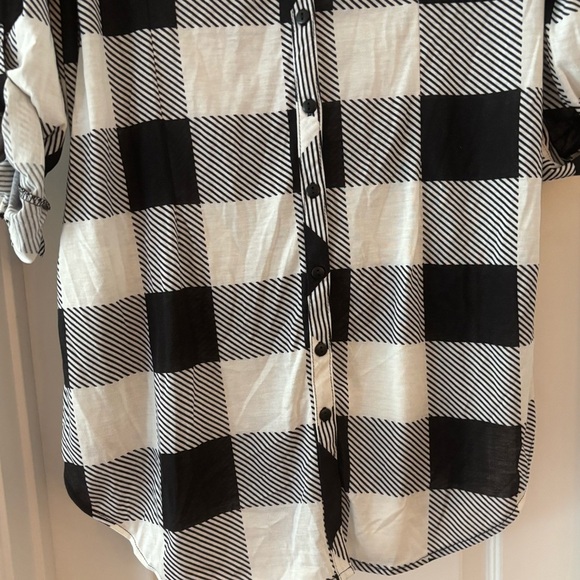 White Mark XL LS Polyester Pockets Large Checked Design Black & White - Picture 7 of 12